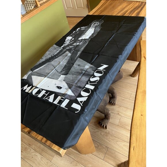 Vintage Black Flag/Banner Silk Wall Tapestry - Michael Jackson - Picture 2 of 10